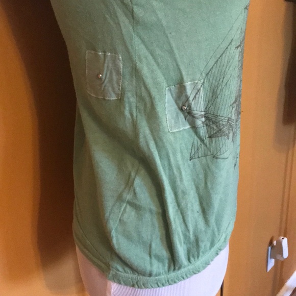 Deisgner Fake London sailing Ship sleeveless top mint green - Picture 5 of 8